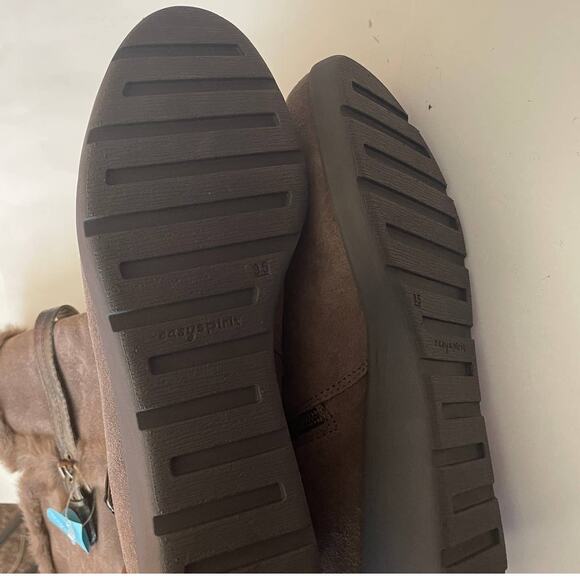 Easy Spirit Taupe/Brown Esusko Leather Upper Faux Fur Moderate Wedge Boot - 9.5 - Picture 4 of 10